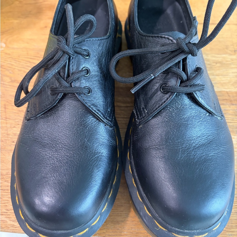 Dr. Martens Black Oxfords with Yellow Accents